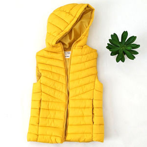 Zara Kids Girls Puffer Vest Yellow 9 10 Hooded EUC